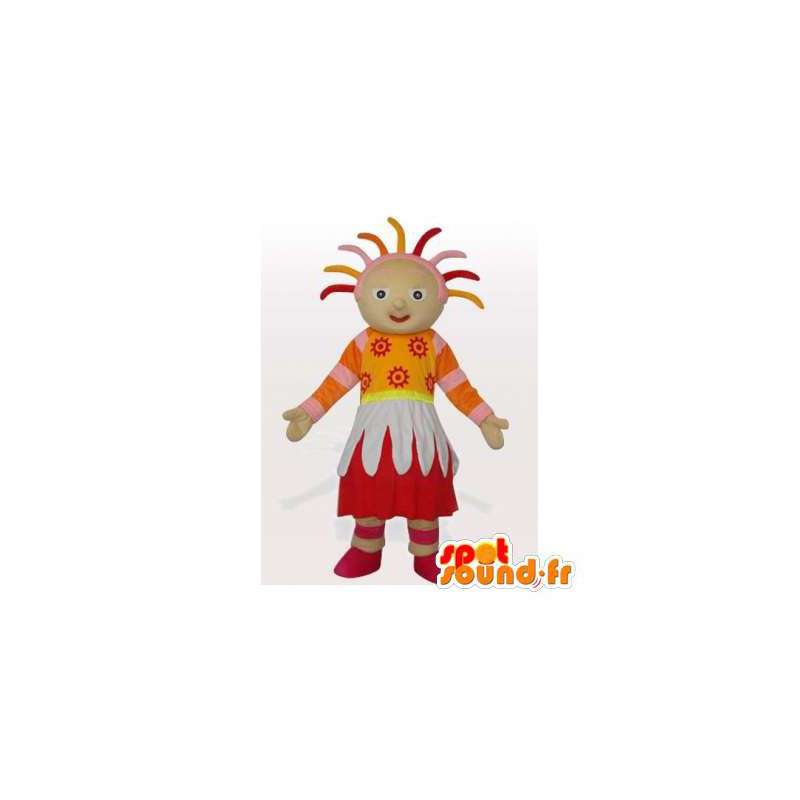 Flerfarget jente maskot med fargede dreads - MASFR006556 - Maskoter gutter og jenter