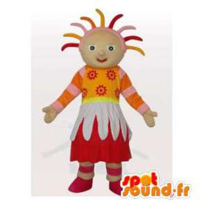 Veelkleurige meisje mascotte met gekleurde dreads - MASFR006556 - Mascottes Boys and Girls