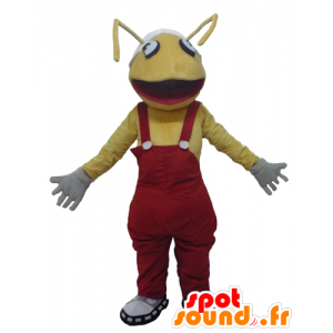 Mascot formiche gialle, con una tuta rosso - MASFR23094 - Mascotte Ant