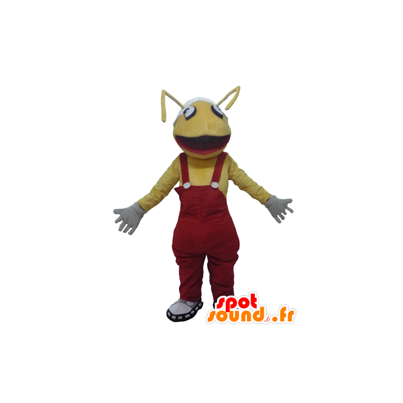 Mascotte gele mieren met rode overalls - MASFR23094 - Ant Mascottes