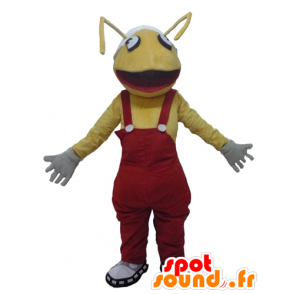 Mascot yellow ants, with a red jumpsuit - MASFR23094 - Mascots Ant