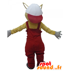 Mascotte gele mieren met rode overalls - MASFR23094 - Ant Mascottes