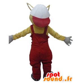 Maskottchen gelben Ameisen, mit einem roten Overall - MASFR23094 - Maskottchen Ameise