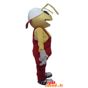 Mascot yellow ants, with a red jumpsuit - MASFR23094 - Mascots Ant