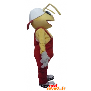 Mascotte gele mieren met rode overalls - MASFR23094 - Ant Mascottes