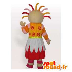 Mångfärgad flickamaskot med färgglada dreads - Spotsound maskot