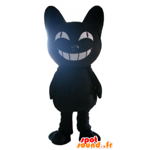 Mascotte de gros chat noir, très souriant - MASFR23098 - Mascottes de chat