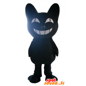 Stor svart kattmaskot, mycket leende - Spotsound maskot