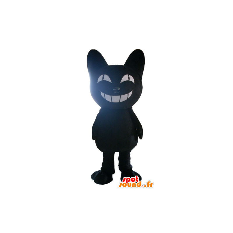 Mascotte de gros chat noir, très souriant - MASFR23098 - Mascottes de chat