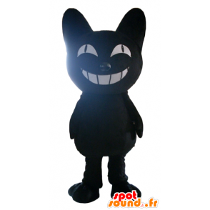 Mascotte de gros chat noir, très souriant - MASFR23098 - Mascottes de chat