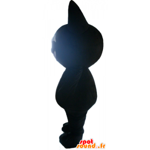 Stor sort kat maskot, meget smilende - Spotsound maskot kostume
