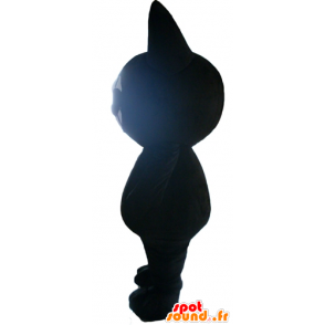 Mascotte de gros chat noir, très souriant - MASFR23098 - Mascottes de chat