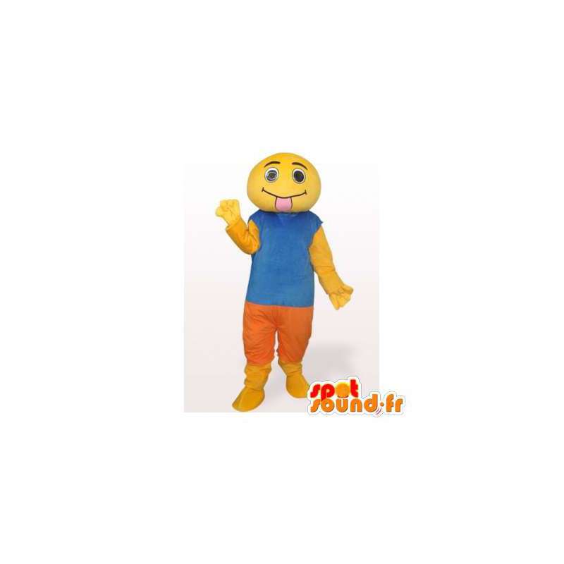 Amarelo boneco mascote língua para fora. terno amarelo - MASFR006557 - Mascotes homem