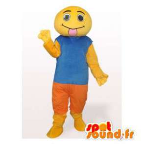 Amarelo boneco mascote língua para fora. terno amarelo - MASFR006557 - Mascotes homem