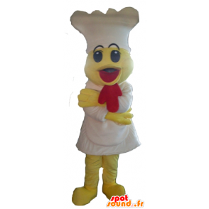 Mascote pintainho amarelo, com um avental e uma touca branca - MASFR23100 - Mascote Galinhas - galos - Galinhas