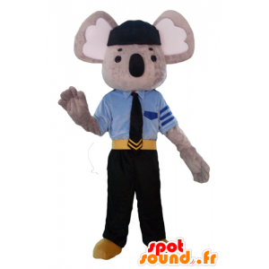 Mascot grå og hvit koala, kledd i politiuniform - MASFR23101 - koala Maskoter