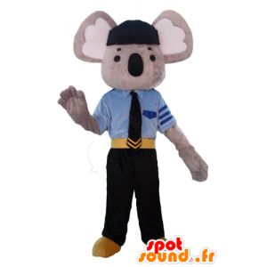 Mascote cinza e koala branco, vestido com uniforme da polícia - MASFR23101 - Koala Mascotes