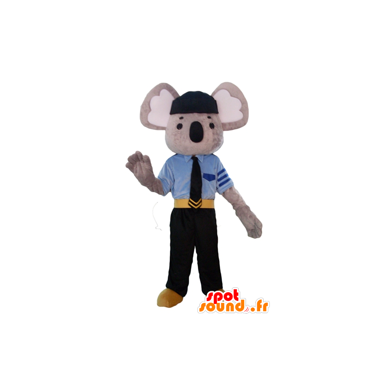 Mascot gray and white koala, dressed in police uniform - MASFR23101 - Mascots Koala