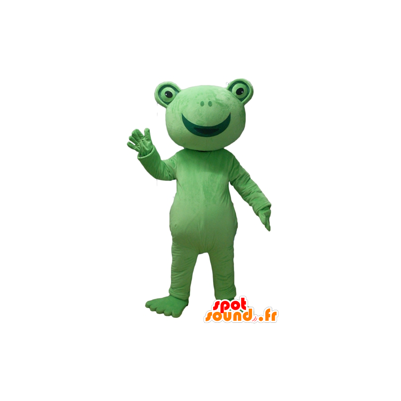 Grøn frø maskot, meget smilende - Spotsound maskot kostume