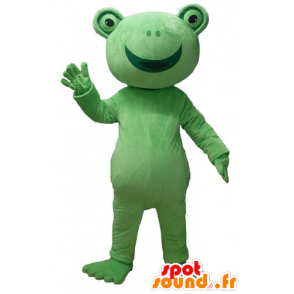 Grön grodamaskot, mycket leende - Spotsound maskot