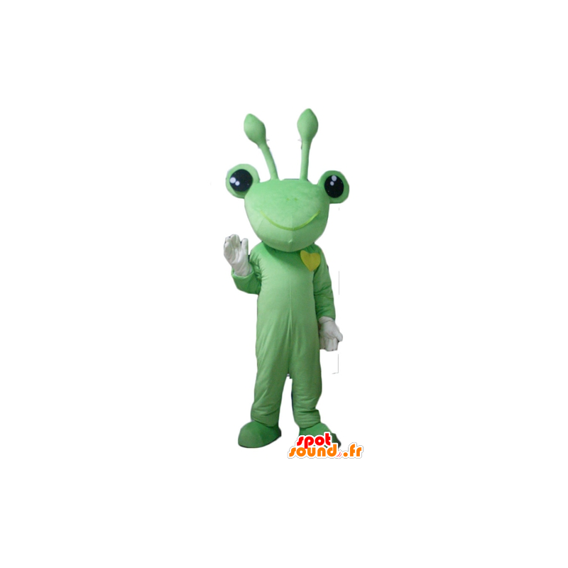 Green frog mascot, very funny with antennae - MASFR23105 - Animals of the forest