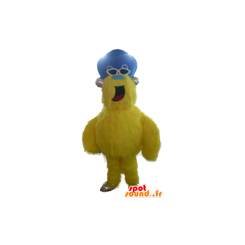 Amarillo mascota monstruo, todo peludo, con un sombrero - MASFR23106 - Mascotas de los monstruos