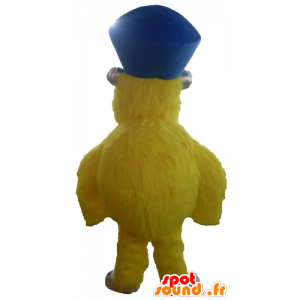 Yellow monster mascot, all hairy, with a hat - MASFR23106 - Monsters mascots