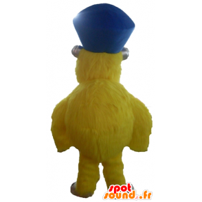 Keltainen hirviö maskotti, kaikki karvainen, hattu - MASFR23106 - Mascottes de monstres
