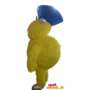 Yellow monster mascot, all hairy, with a hat - MASFR23106 - Monsters mascots