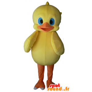 Giallo e arancio pulcino mascotte, blue eyed - MASFR23107 - Mascotte di galline pollo gallo