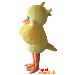 Giallo e arancio pulcino mascotte, blue eyed - MASFR23107 - Mascotte di galline pollo gallo