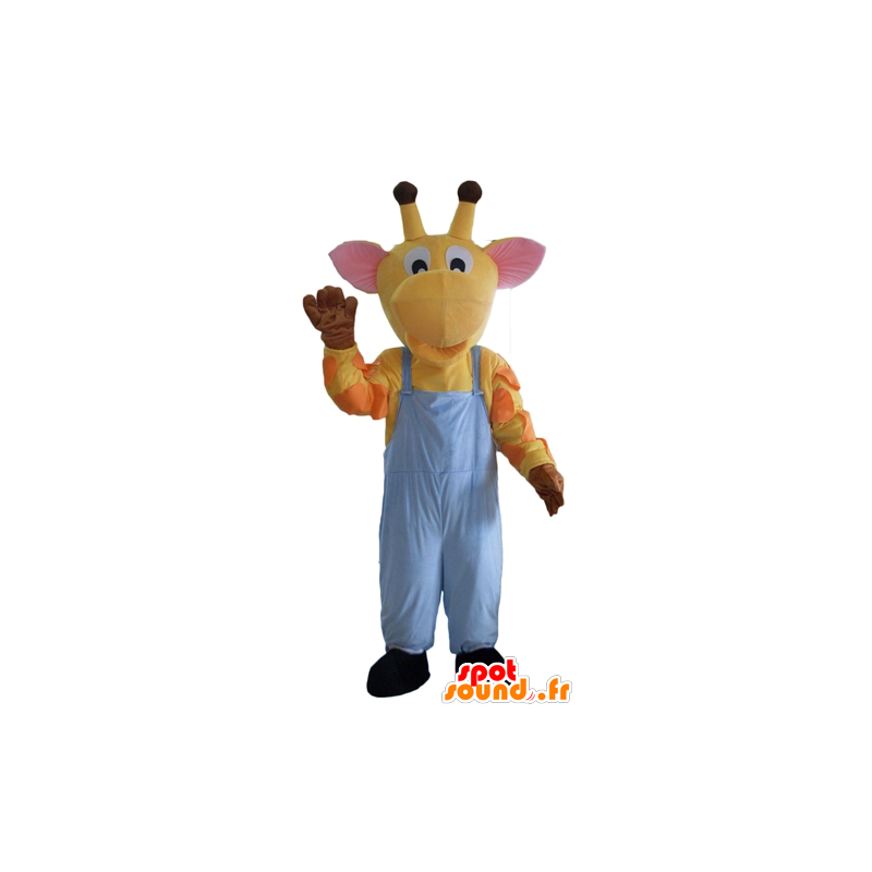 Amarillo mascota jirafa, naranja y rosa, overoles - MASFR23108 - Mascotas de jirafa