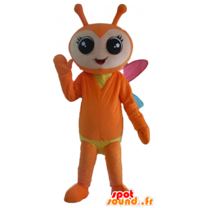 Orange and yellow butterfly mascot, with colorful wings - MASFR23109 - Mascots Butterfly