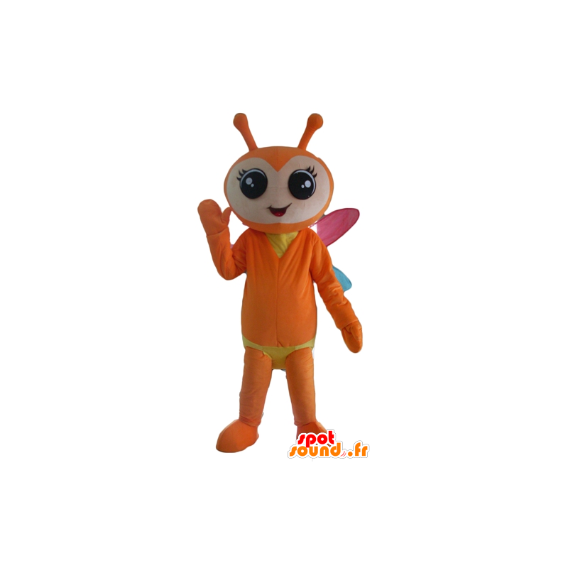 Laranja e amarelo mascote borboleta, com asas coloridas - MASFR23109 - borboleta mascotes