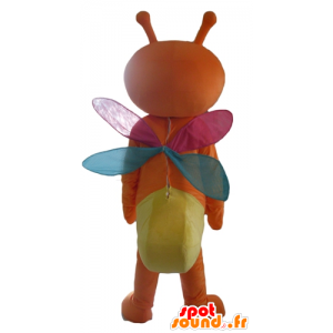 Mascotte de papillon orange et jaune, avec des ailes colorées - MASFR23109 - Mascottes Papillon