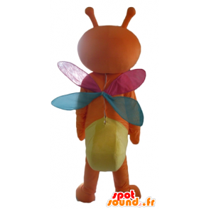 Orange and yellow butterfly mascot, with colorful wings - MASFR23109 - Mascots Butterfly