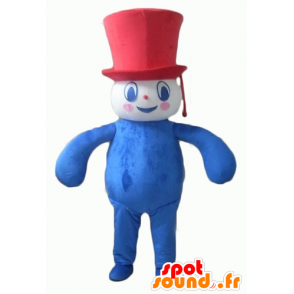 Mascot blauen schneemann, rot, weiß, plump und lächelnd - MASFR23112 - Maskottchen nicht klassifizierte