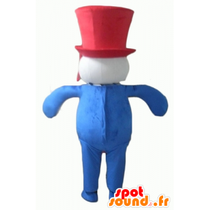 Mascot mies sininen, punainen valkoinen, pullea ja hymyilevä - MASFR23112 - Mascottes non-classées