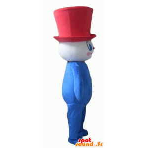 Mascot mies sininen, punainen valkoinen, pullea ja hymyilevä - MASFR23112 - Mascottes non-classées