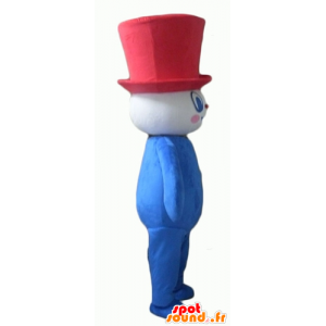 Mascotte de bonhomme bleu, blanc rouge, dodu et souriant - MASFR23112 - Mascottes non-classées