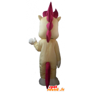 Mascotte kleine paard veulen geel, wit en rood - MASFR23114 - Horse mascottes