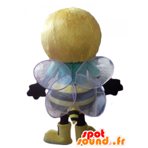 Mascot geel en zwart bij, zeer succesvol en lachend - MASFR23116 - Bee Mascot