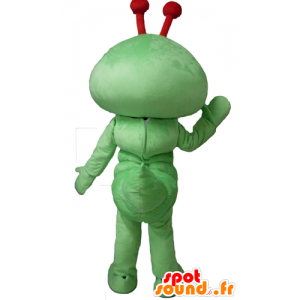 Mascot lagarta verde, inseto sorridente, com óculos - MASFR23117 - mascotes Insect