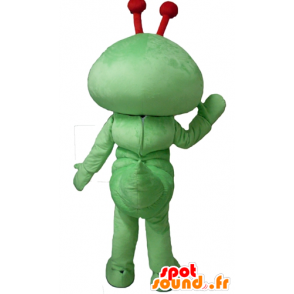 Mascot oruga verde, insecto sonriente, con gafas - MASFR23117 - Insecto de mascotas