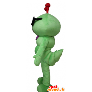 Mascot oruga verde, insecto sonriente, con gafas - MASFR23117 - Insecto de mascotas