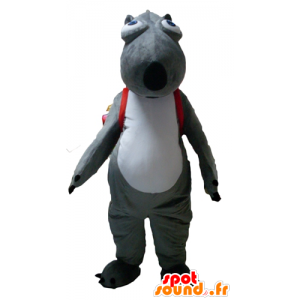 Bever maskot, grått og hvitt dyr med en ransel - MASFR23119 - Beaver Mascot