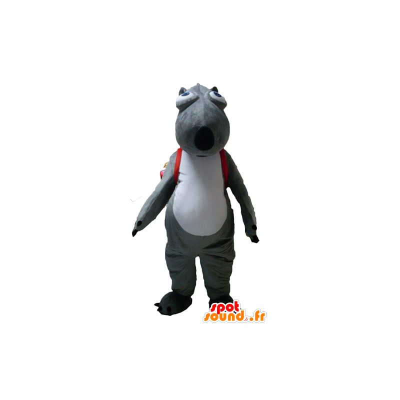 Beaver mascot, gray and white animal with a binder - MASFR23119 - Beaver mascots