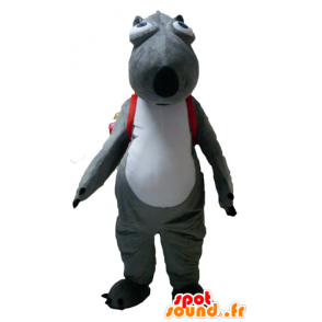 Mascotte de castor, d'animal gris et blanc, avec un cartable - MASFR23119 - Mascottes de castor