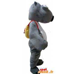 Bever maskot, grått og hvitt dyr med en ransel - MASFR23119 - Beaver Mascot