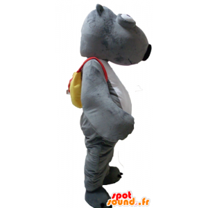 Castor mascote, animal cinza e branco com uma mochila - MASFR23119 - Beaver Mascot